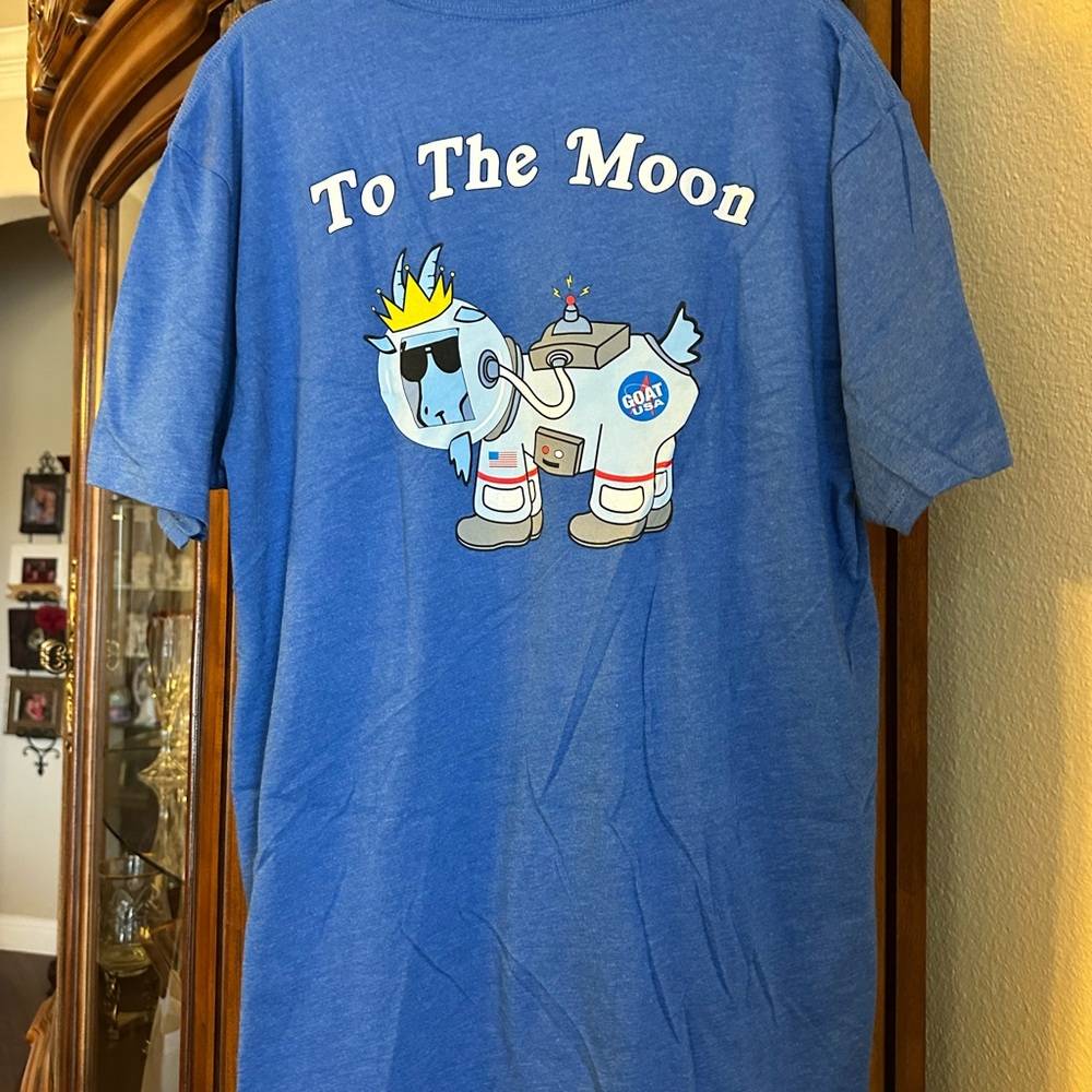 *NWOT* GOAT USA Royal blue “TO THE MOON” t-shirt - BRAND NEW NEVER WORN